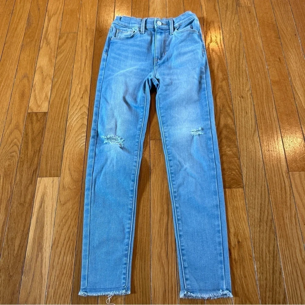 2 Pairs Old Navy Rockstar High Rise Stretch Light Blue Denim Jeans Girls Sz 8